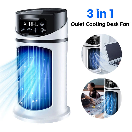 3 in 1 Quiet Cooling Desk Fan 6 Speeds Options Personal Quiet Table Fan Circulation Wind Air Cooler for Bedroom Office