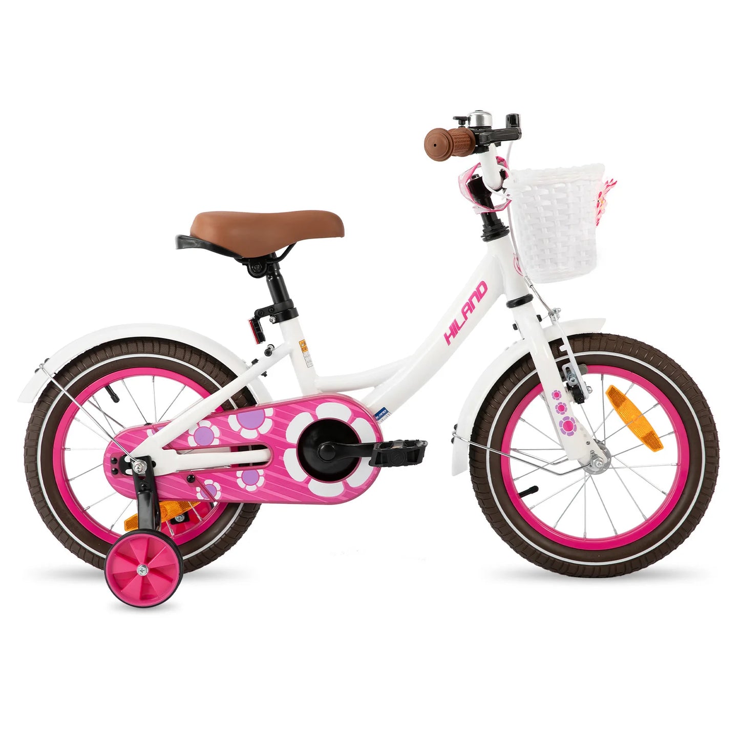 HILAND Girls Bike for Toddlers and Kids Ages 2-7 Years Old, 12 14 16 Inch Kids Bike for Boy and Girl with Training Wheels Basket