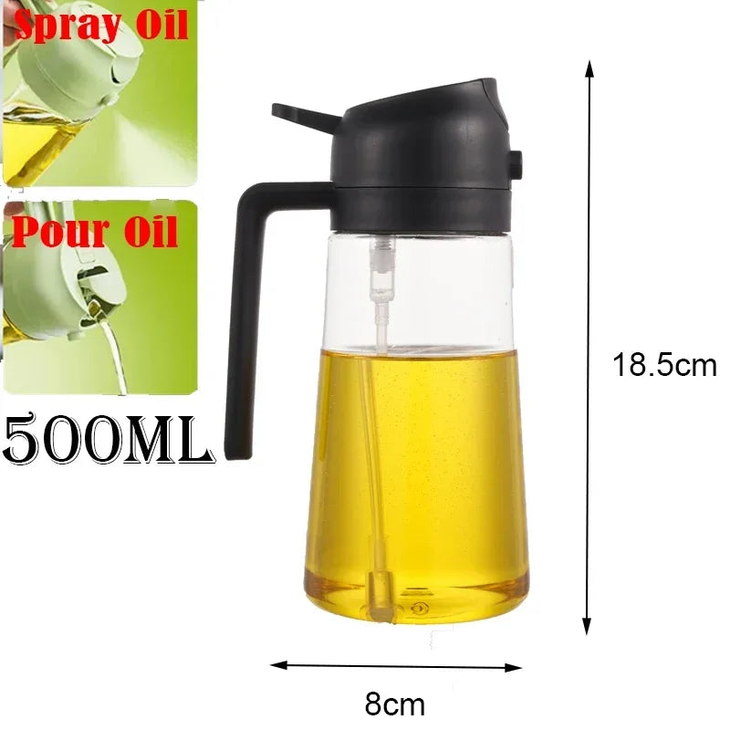 Multifunctional 2 in 1 Glass Oil Dispenser, 1 Count Oil Sprayer with Handle, Oil Dispenser for Cooking, Baking, Frying, Kitchen Utensils & Gadgets