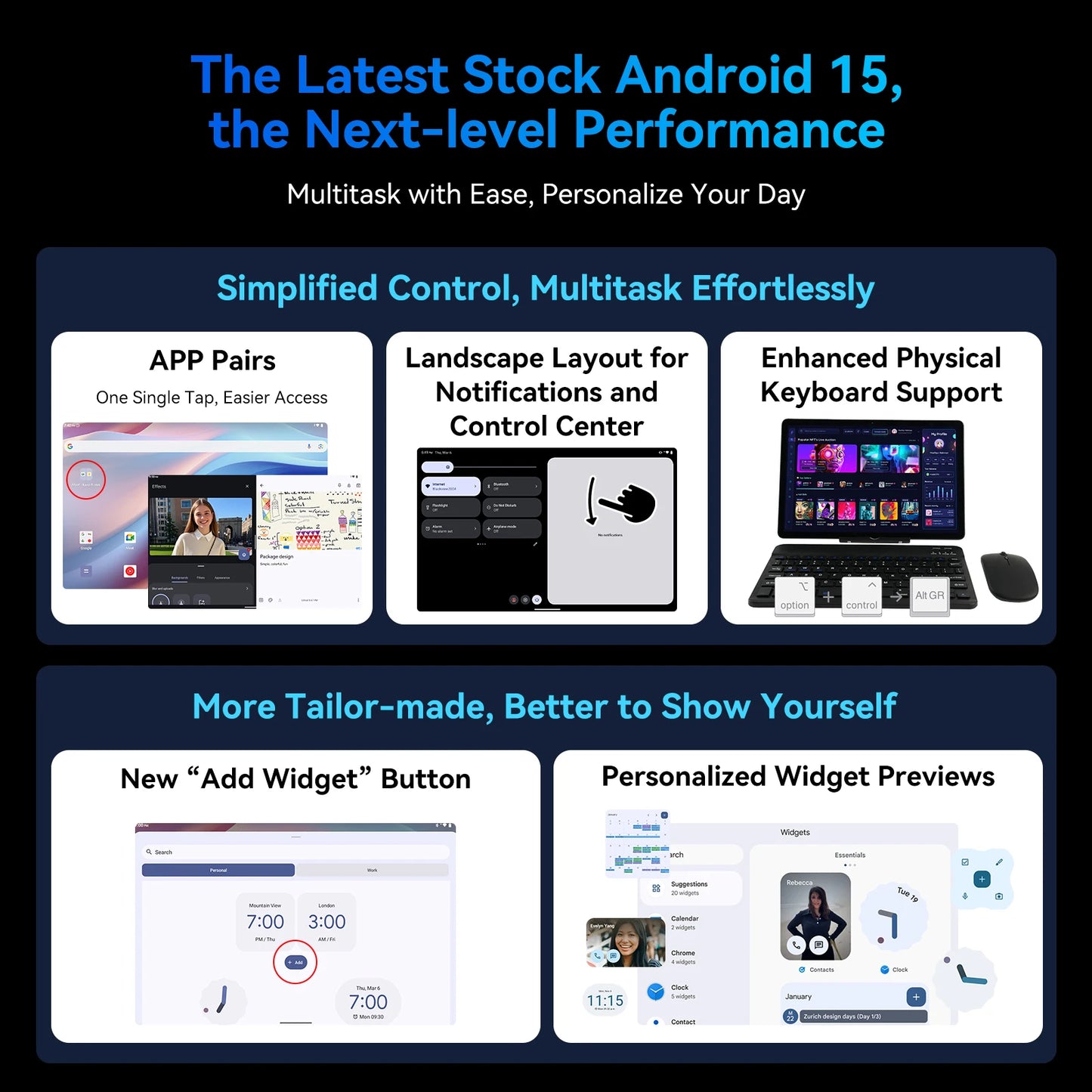 Tablet Android 15 da 11 Pollici con Tastiera e Mouse - 24GB RAM, 128GB ROM, Gemini AI