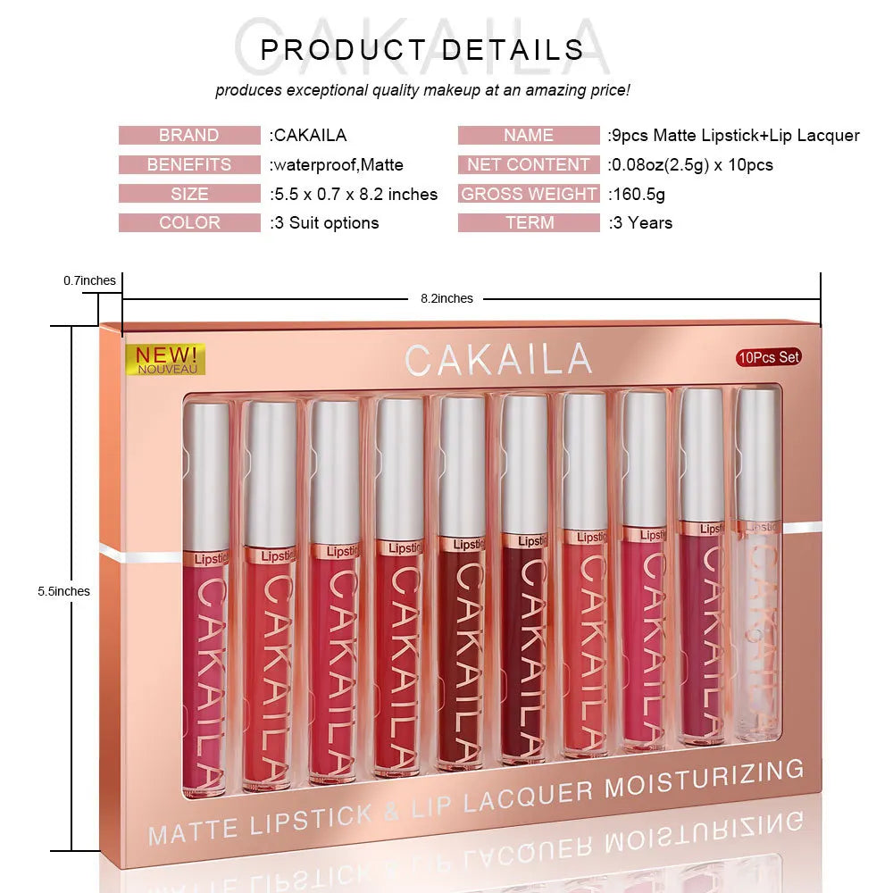 Nude Lip Gloss Rossetto 10 pz/set Nude Lip Gloss Rossetto Velluto Opaco Impermeabile Rossetto Liquido A Lunga Durata Donne Lip Umido Tinta