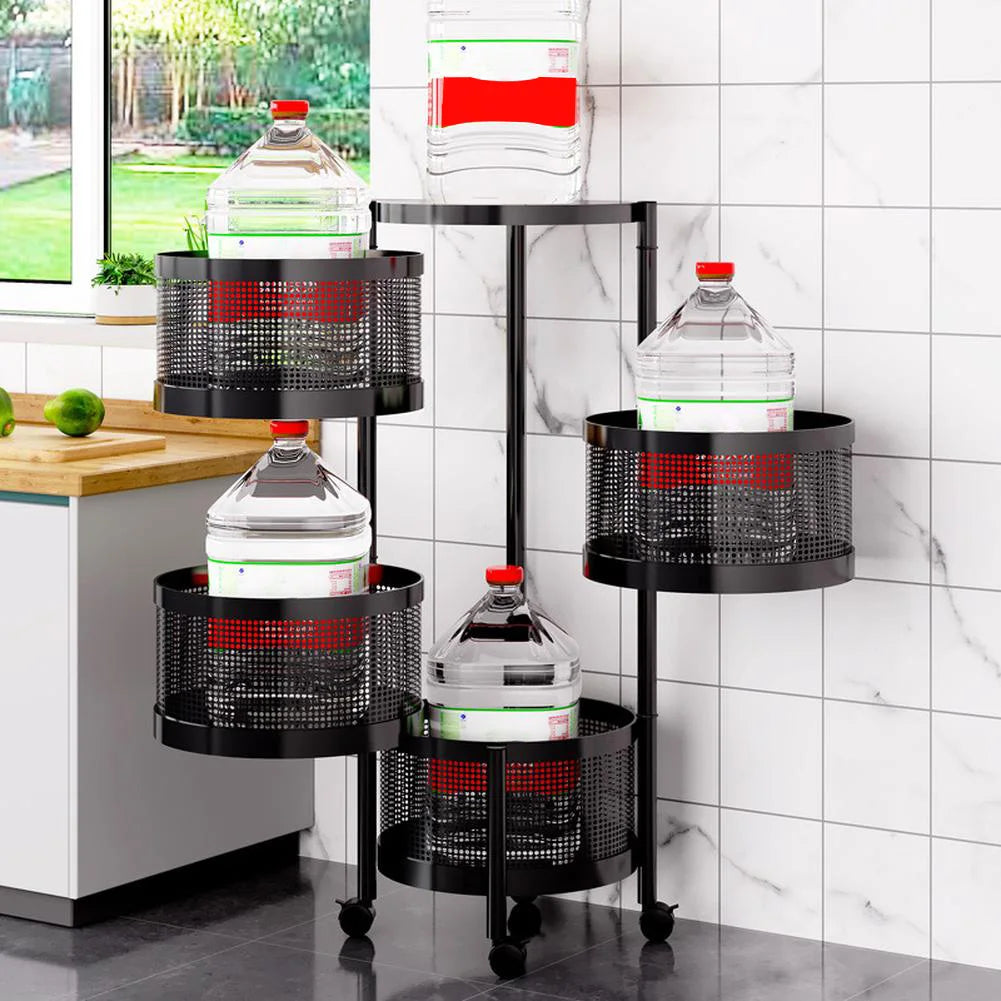Tier Rotating Storage Shelves Rack Fruit and Vegetable Storage Baskets Removable Basket Shelf Organizer For Kitchen
