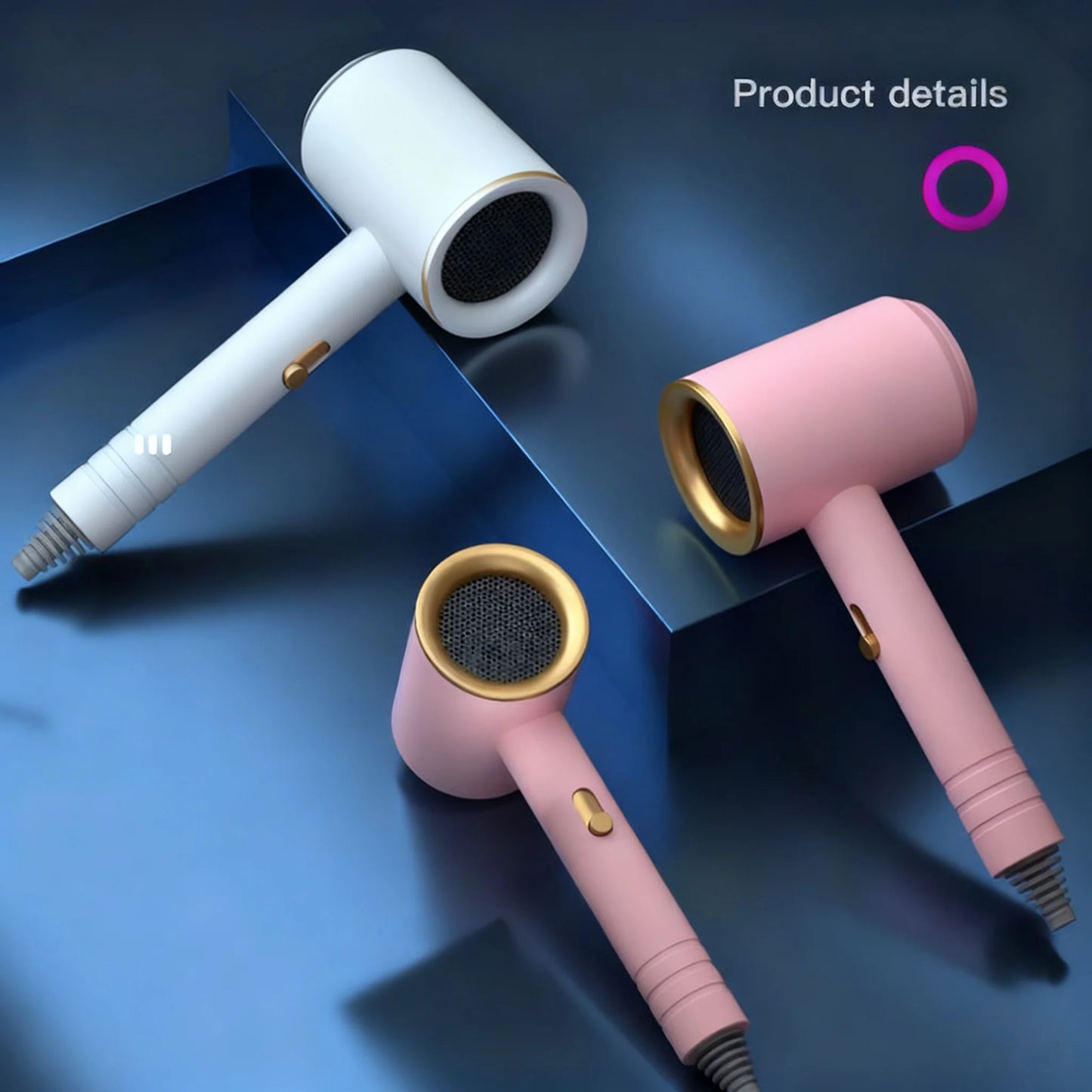 Asciugacapelli ad alta potenza per uso domestico con aria fredda e calda, luce blu, ioni negativi, dormitorio per studenti, senza danni ai capelli