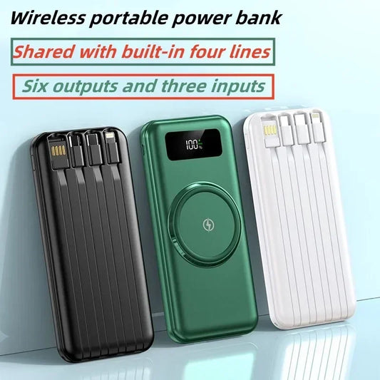 Power Bank Magnetico 10000mAh con Cavo Integrato - Ricarica Wireless Rapida per iPhone e Samsung