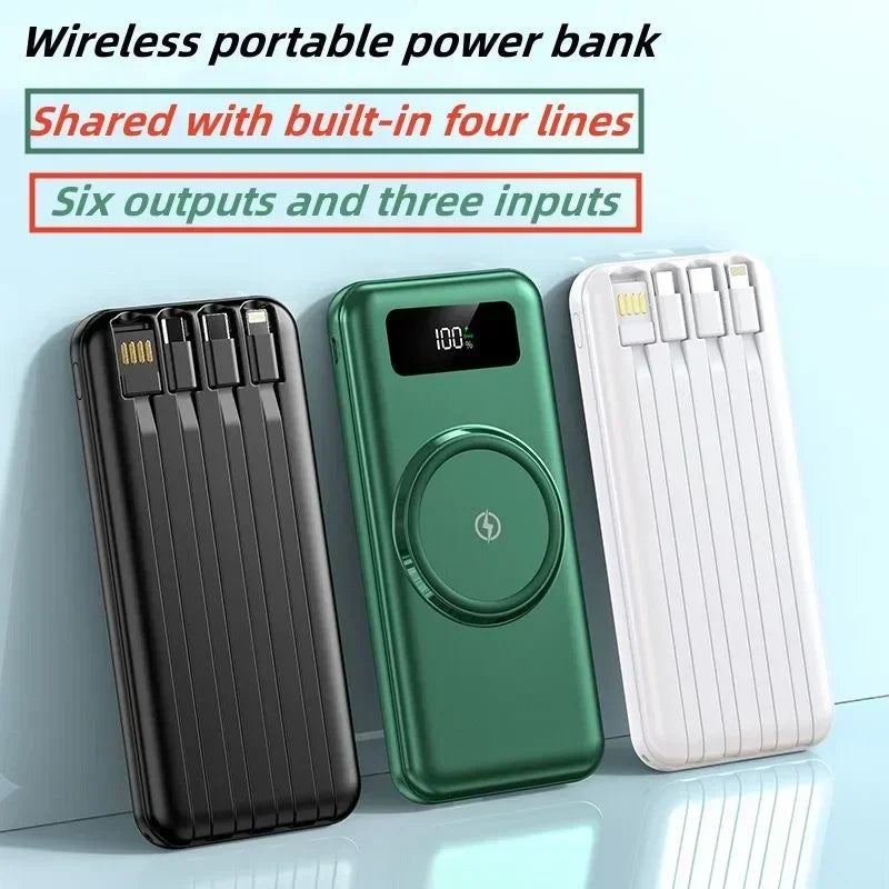 Power Bank Magnetico 10000mAh con Cavo Integrato - Ricarica Wireless Rapida per iPhone e Samsung