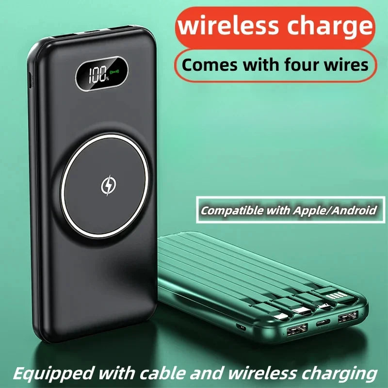 Power Bank Magnetico 10000mAh con Cavo Integrato - Ricarica Wireless Rapida per iPhone e Samsung
