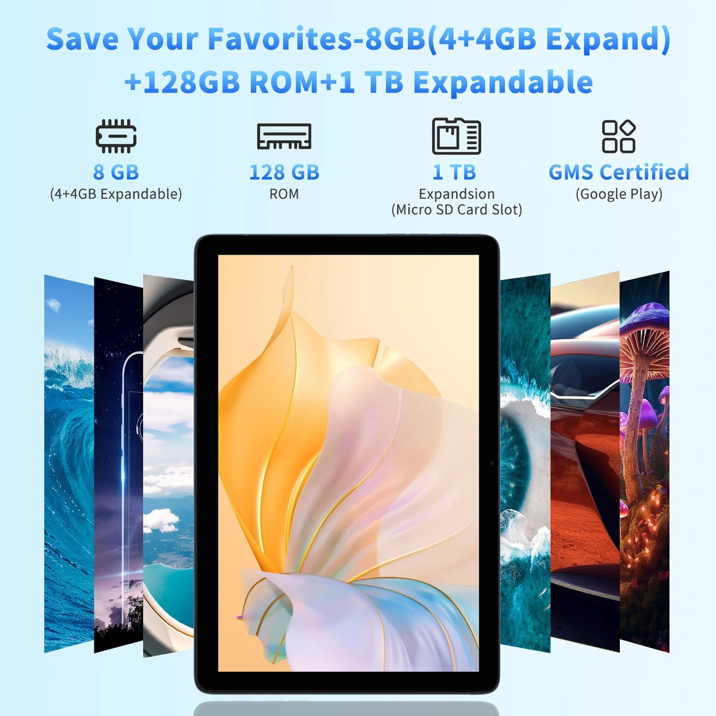 PRITOM 10.1 Inch 2-in-1 Android 15 Tablet with Keyboard, 8GB RAM (4+4), 128GB Storage, 1TB Expandable, 8000mAh Battery