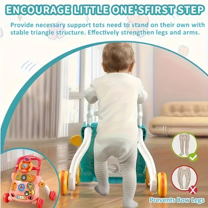 Sicurezza antiribaltamento del girello: giocattolo multifunzionale per l'educazione precoce, promuove lo sviluppo della cammina dei bambini, spinta durevole h