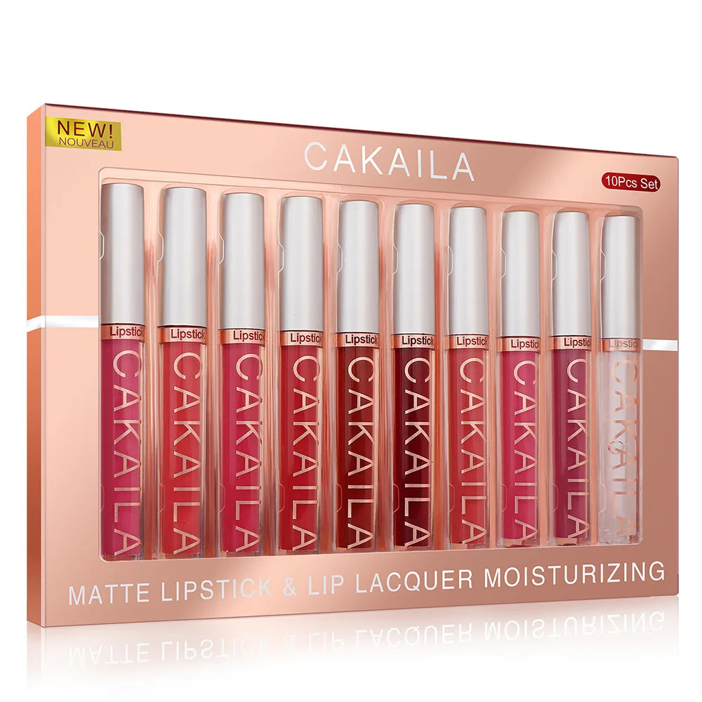 Nude Lip Gloss Rossetto 10 pz/set Nude Lip Gloss Rossetto Velluto Opaco Impermeabile Rossetto Liquido A Lunga Durata Donne Lip Umido Tinta