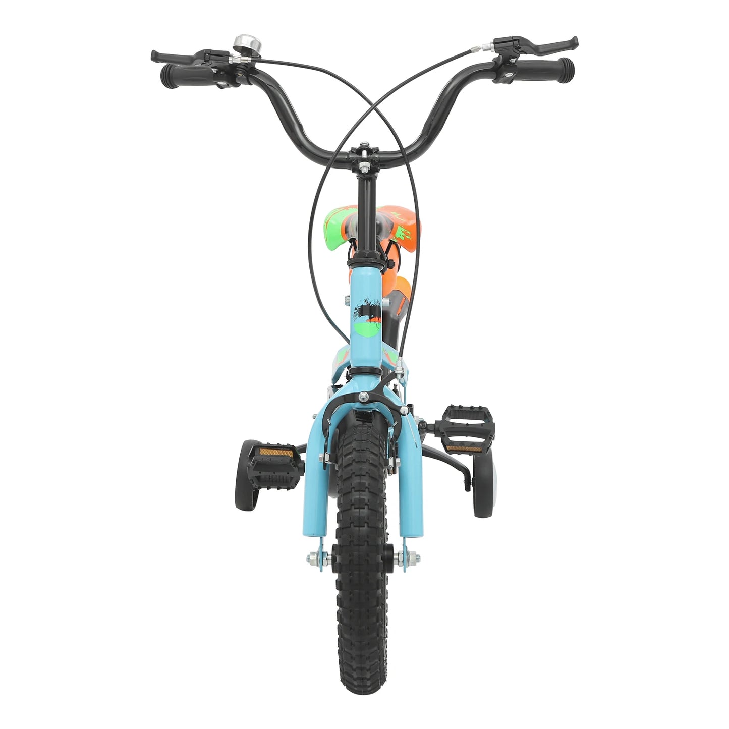 12 Inch Kids Bike Adjustable Beginner Children's Bicycle Load 50kg w/Training Wheels + Water Bottle for 2-5 Year Old, Blue/White