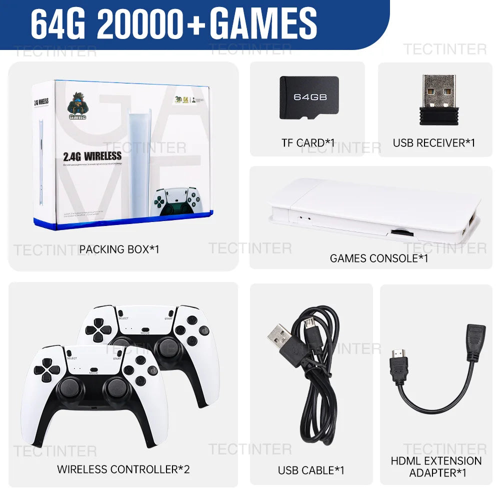 M15 Video Game Console 4K TV Game Stick 64G Built-in 20000 Games Retro Handheld Game Player With Wireless Gamepad Controller