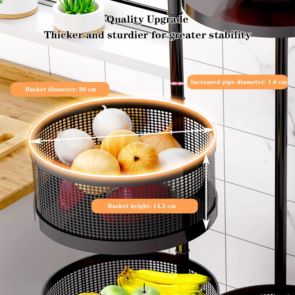 Tier Rotating Storage Shelves Rack Fruit and Vegetable Storage Baskets Removable Basket Shelf Organizer For Kitchen