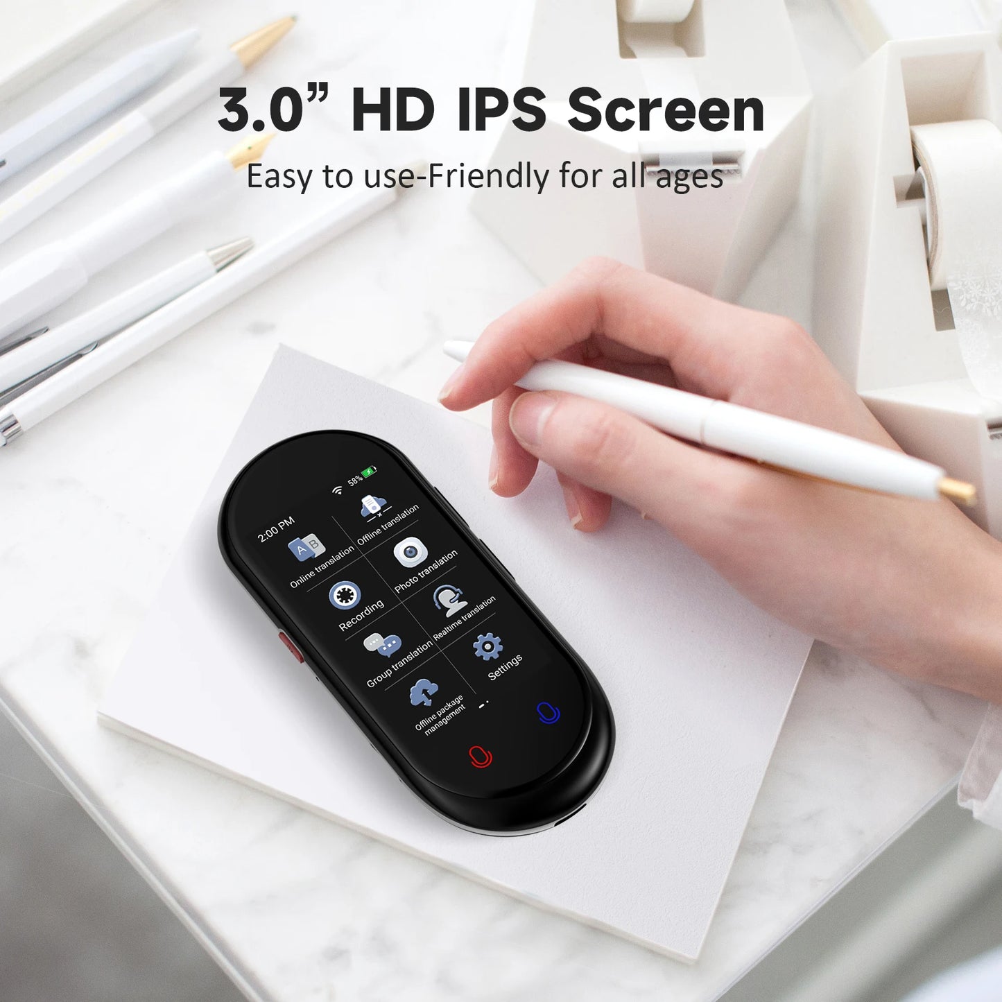 Z8 Instant Voice Translator Portable Real-time Translation Device with Photo Recording Group Chat for Travel Learning Meeting