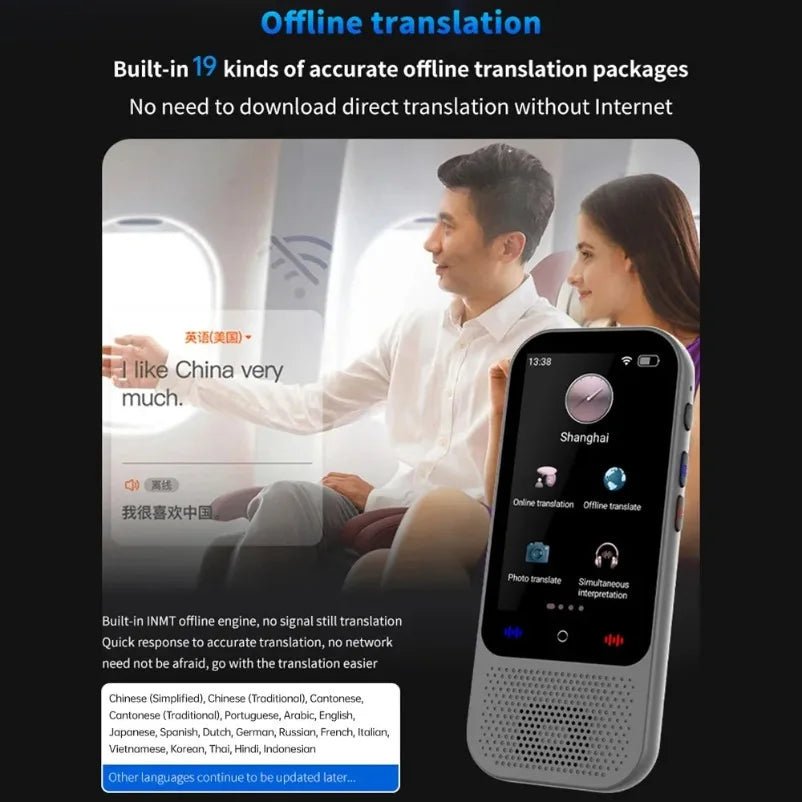 S80 Pro 138 Language Intelligent Translation Machine Intelligent Recording 19 Offline Real-time Chat GPT AI Voice Photo Translat