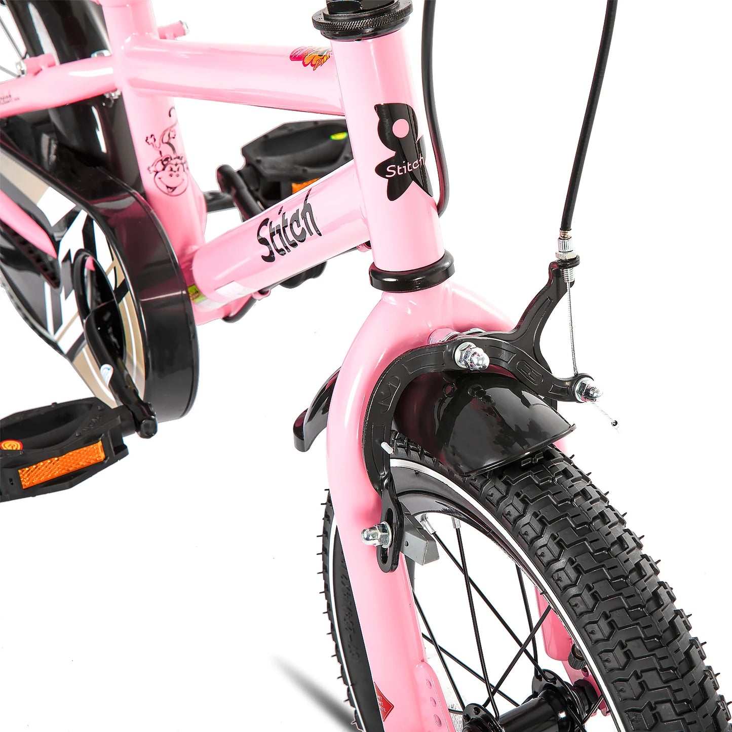 STITCH Kinderfahrrad für 3-9 Jahre Mädchen & Jungen, 14/16/18 Zoll Kinderfahrrad mit Stabilisatoren & Handbremsen