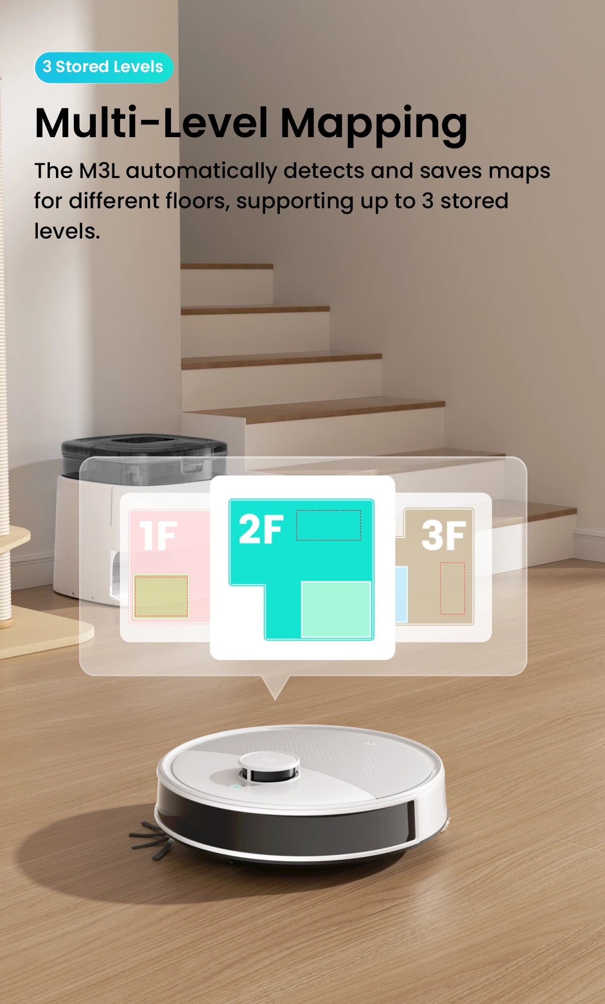 Aspirapolvere Robot LEFANT M3L con Base All-in-One - 12000Pa 220min Navigazione Laser