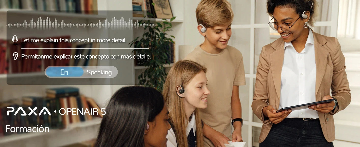 PAXA Openair5 AI Inteligente Inalámbrico Bluetooth 5.4 Headphones Alto Sonido Music Gaming Earphones HD Call AI Translation