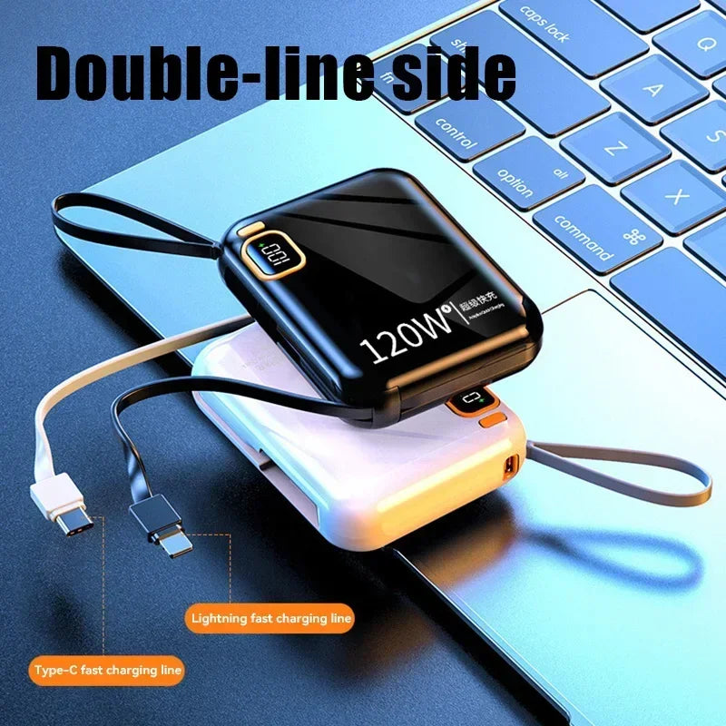 100000mAh 120W Portable Power Bank High Capacity Cable TwoWay Fast Charging Mini Power Bank for iPhone Samsung Xiaomi Huawei New