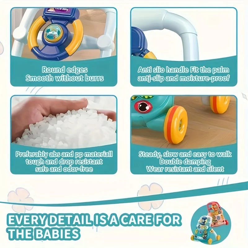 Sicurezza antiribaltamento del girello: giocattolo multifunzionale per l'educazione precoce, promuove lo sviluppo della cammina dei bambini, spinta durevole h