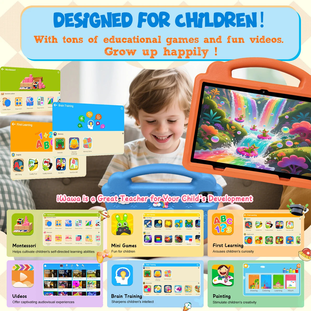 10.1 Inch Kid Tablet Android 3GB RAM 64GB ROM 4G WiFi 4000MAH Battery Dual Camera Children's Gift Kids Software Toys Tablets