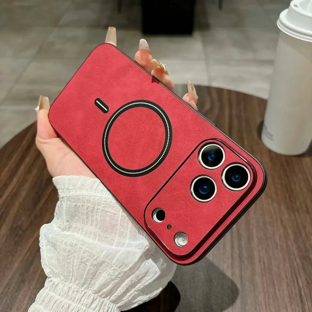 For Magsafe Leather Shockproof Phone Cases For iPhone 17 16 15 14 13 12 11 Pro Max 16e Plus Air Magnetic Wireless Charge Cover