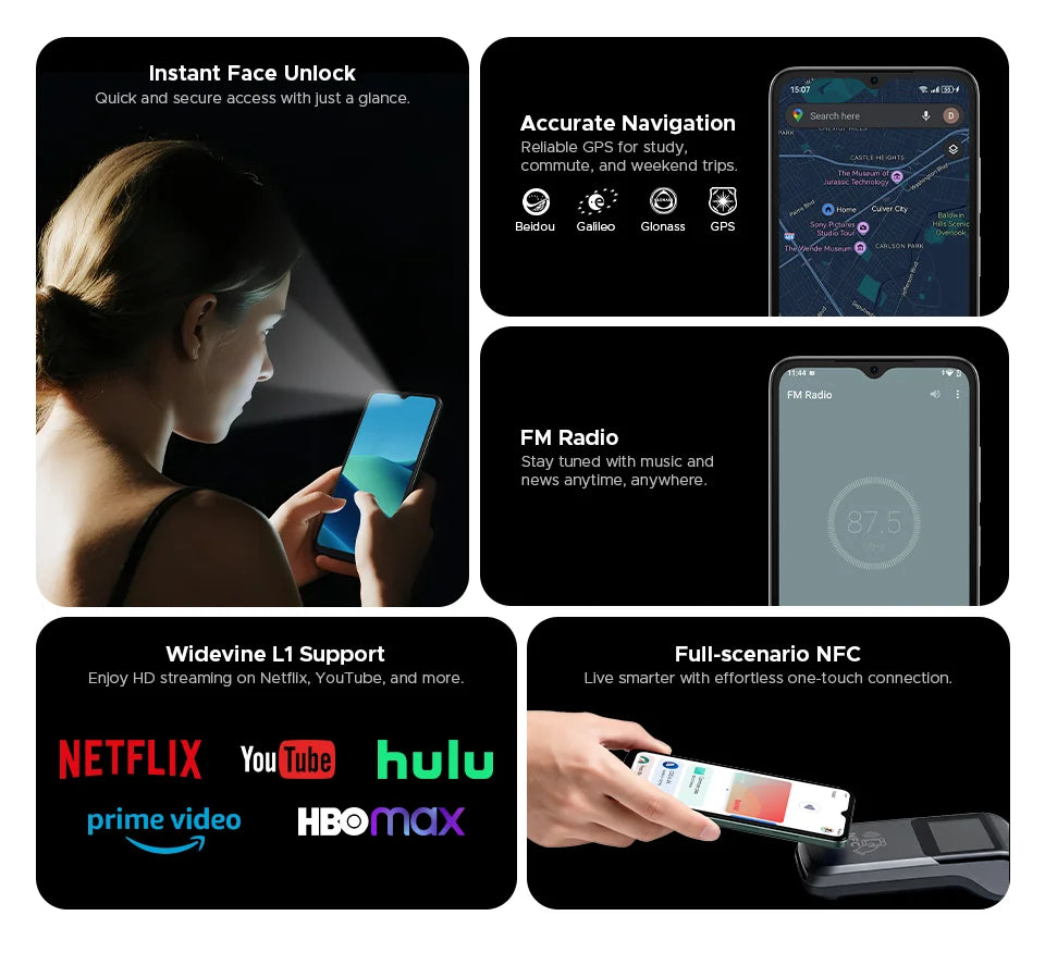 DOOGEE Note56 Pro Smartphone 32GB + 128GB Android 16 6150mAh Batteria 6.56 ''90Hz Schermo 13MP + 8MP Widevine L1 NFC Telefono cellulare