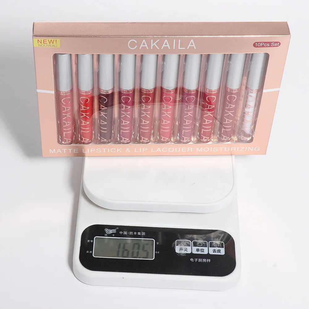Nude Lip Gloss Rossetto 10 pz/set Nude Lip Gloss Rossetto Velluto Opaco Impermeabile Rossetto Liquido A Lunga Durata Donne Lip Umido Tinta