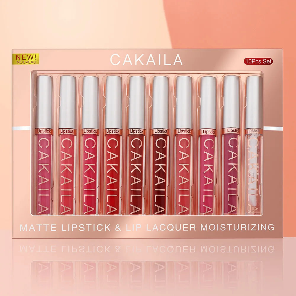Nude Lip Gloss Rossetto 10 pz/set Nude Lip Gloss Rossetto Velluto Opaco Impermeabile Rossetto Liquido A Lunga Durata Donne Lip Umido Tinta