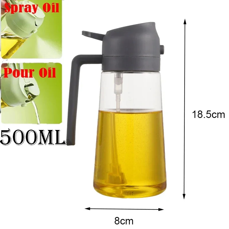 Multifunctional 2 in 1 Glass Oil Dispenser, 1 Count Oil Sprayer with Handle, Oil Dispenser for Cooking, Baking, Frying, Kitchen Utensils & Gadgets