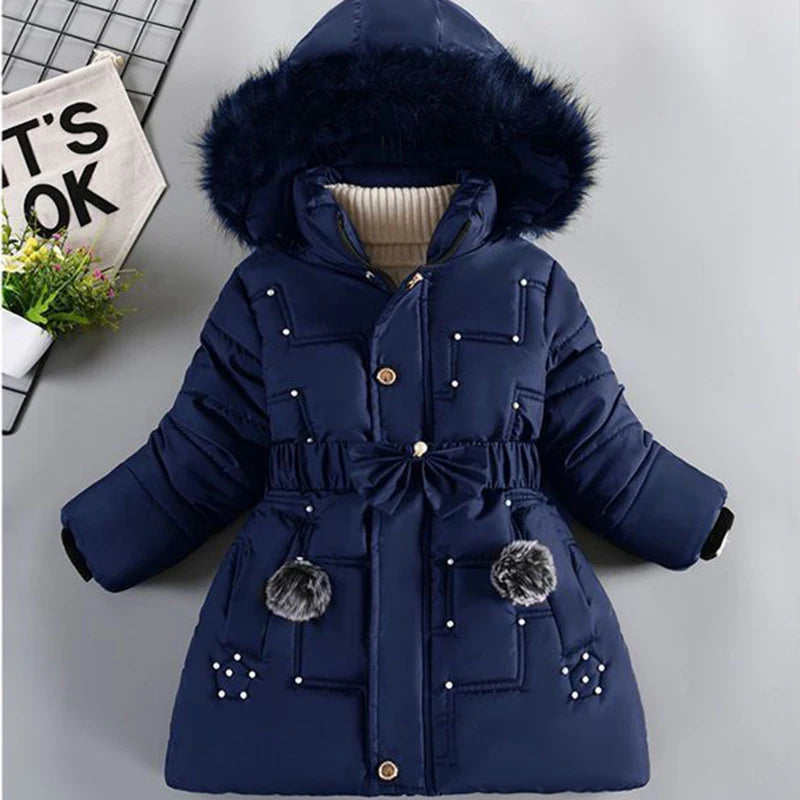Big Size Winter Girls Jackets Keep Warm Thicken Christmas Coat Autumn Hooded Zipper Waterproof Outerwear Kids Clothes 3-12 Years