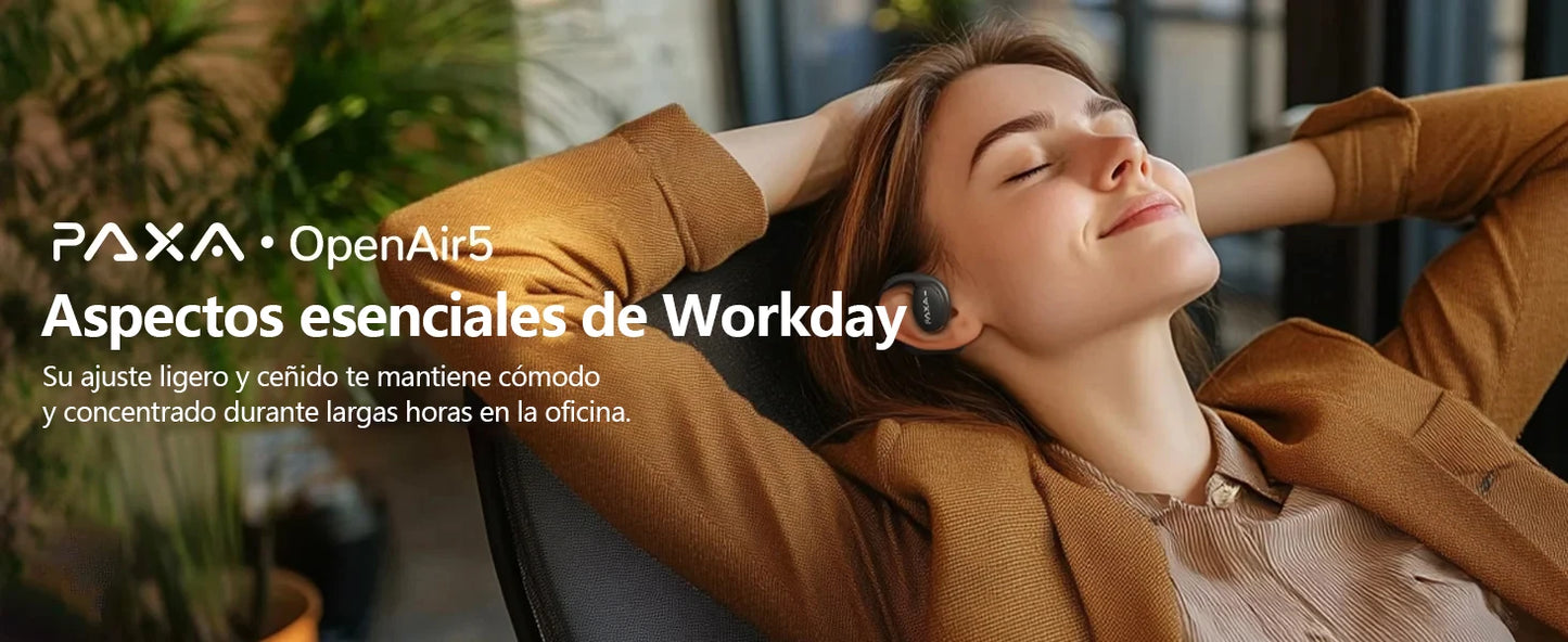 PAXA Openair5 AI Inteligente Inalámbrico Bluetooth 5.4 Headphones Alto Sonido Music Gaming Earphones HD Call AI Translation