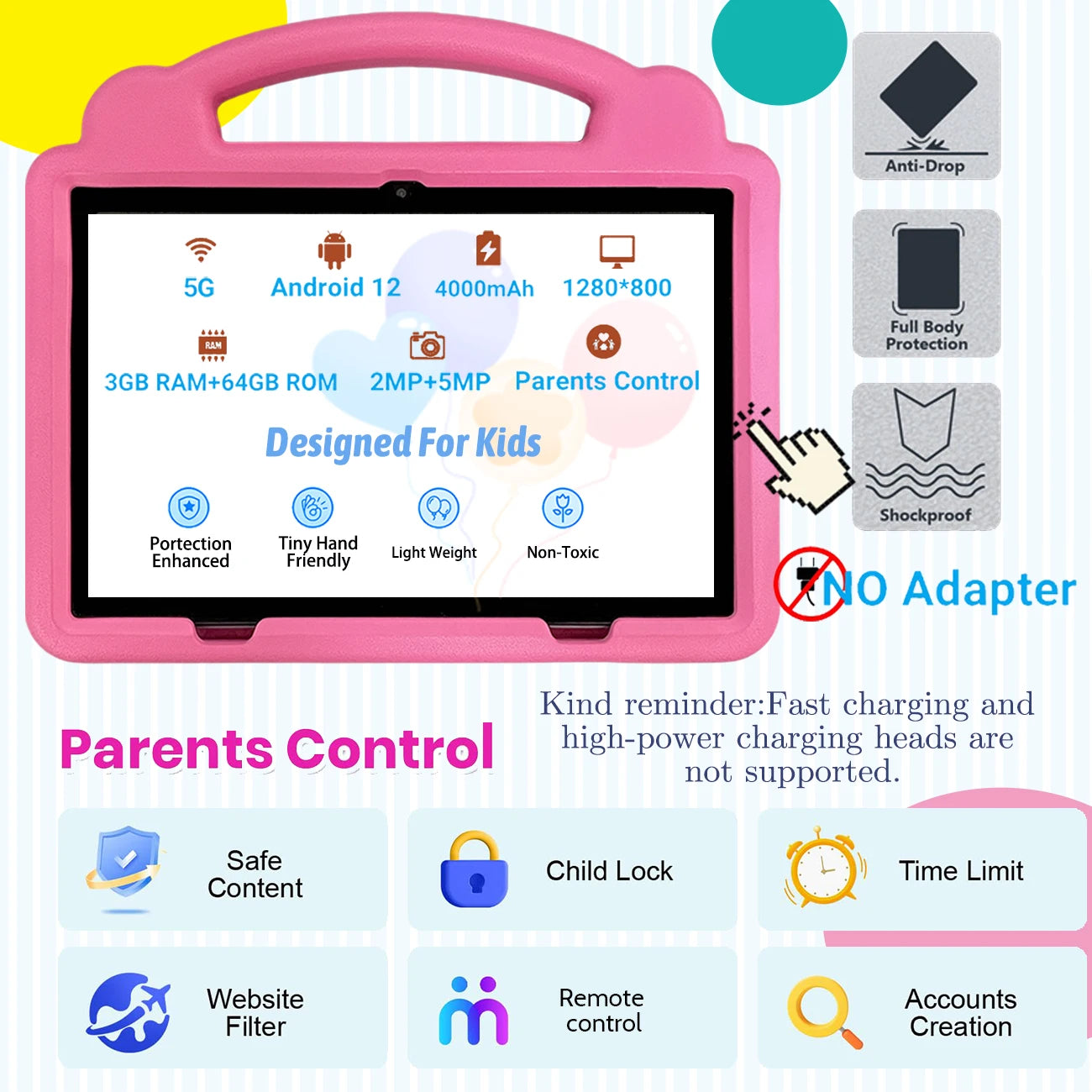 10.1 Inch Kid Tablet Android 3GB RAM 64GB ROM 4G WiFi 4000MAH Battery Dual Camera Children's Gift Kids Software Toys Tablets