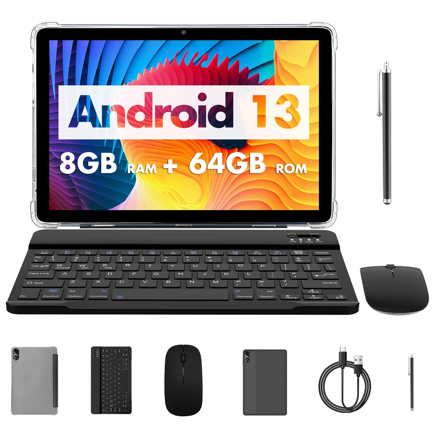 10.1" Android Tablet with Octa-core Processor 8GB(4+4GB Virtual) RAM 64GB ROM HD IPS Touchscreen, Wi-Fi 6, BT 5.0, Dual Camera