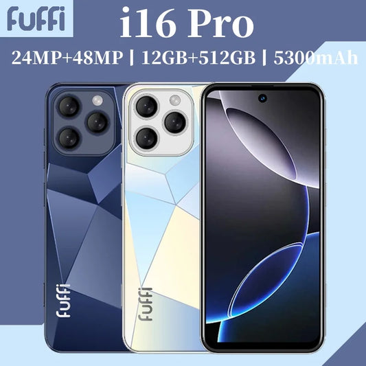 Global Vision I16 Pro Smartphone 5G Android 5300mAH 12GB RAM 512G ROM 6.56 pollici 1080x2640HD 24 + 48MP MTK10 4G Rete del telefono cellulare