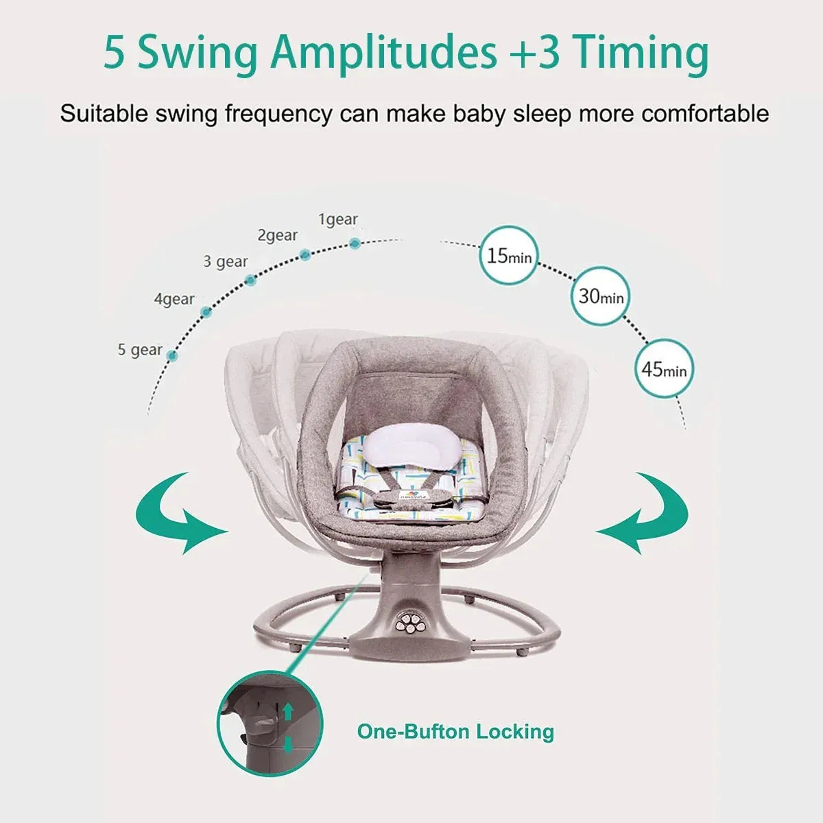 Culla Elettrica Bluetooth con Zanzariera - Sedia a Dondolo Multifunzionale per Neonati 0-36 Mesi
