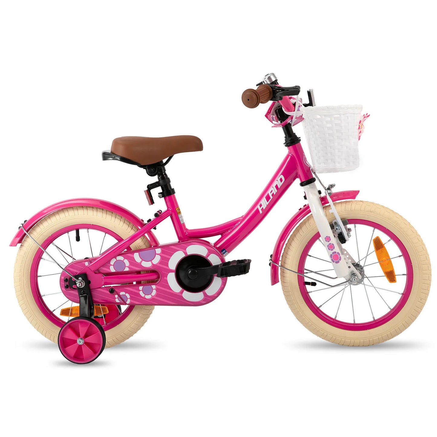 HILAND Girls Bike for Toddlers and Kids Ages 2-7 Years Old, 12 14 16 Inch Kids Bike for Boy and Girl with Training Wheels Basket