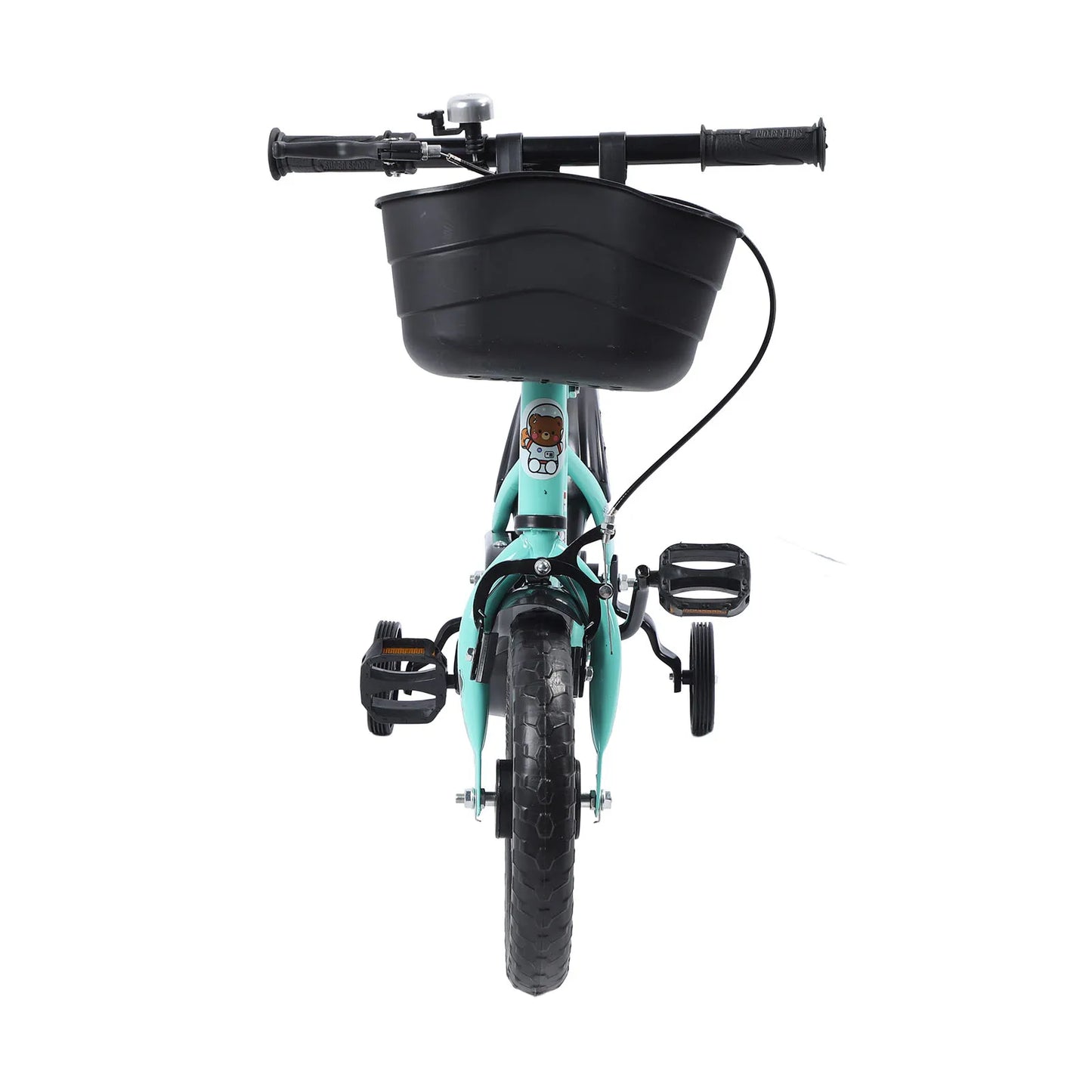 12 Inch Kids Bike Stable Riding High Carbon Steel Frame Baby Bicycle with Training Wheels for 2‑6 Years Old Children Green