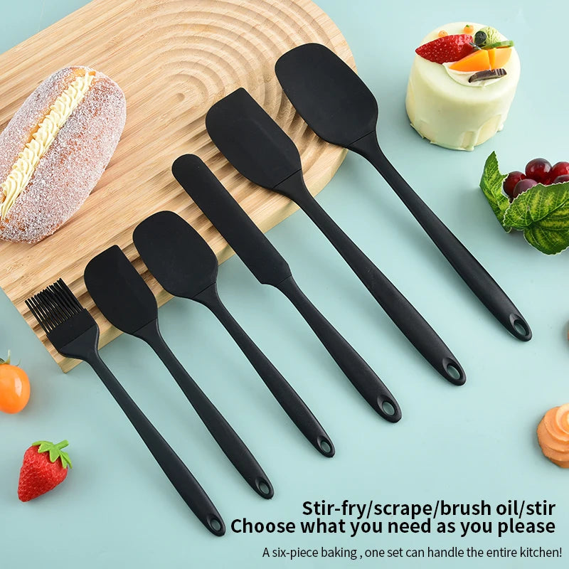 Set Utensili da Cucina in Silicone 6 Pezzi - Kit Completo con Spatole, Raschietti e Pennello per Pasticceria