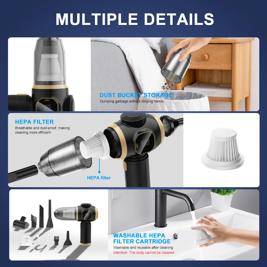 ABS Wireless Car Vacuum Cleaner - Household Appliance - Sofa - Office - High Power - Household Cleaning Machine - Carpet Cleaner