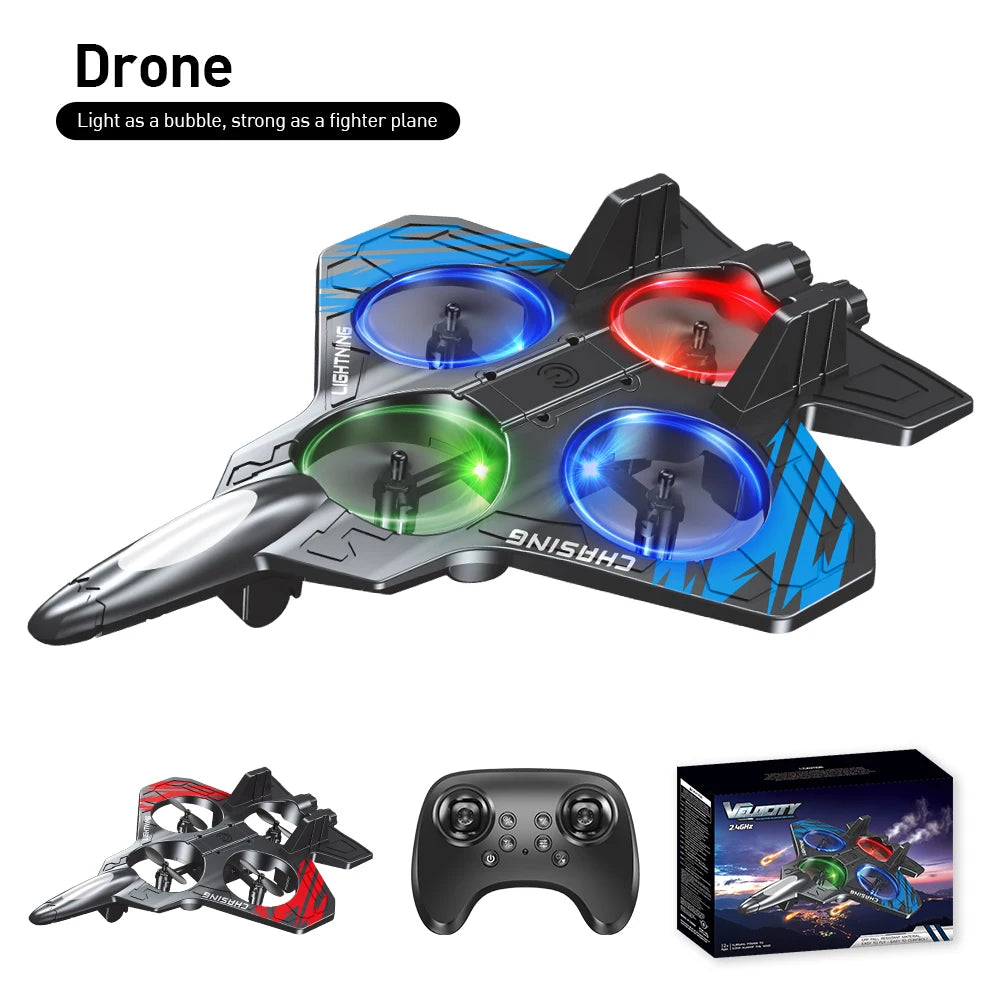 E72 High - Performance foam aircraft stunt intelligent fixed height hover 360 ° turn UAV remote LED lights control fighter toy
