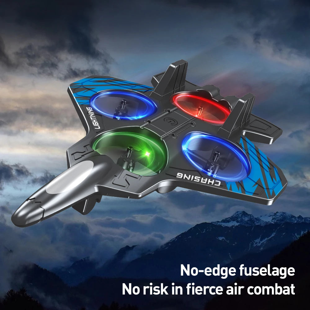 E72 High - Performance foam aircraft stunt intelligent fixed height hover 360 ° turn UAV remote LED lights control fighter toy
