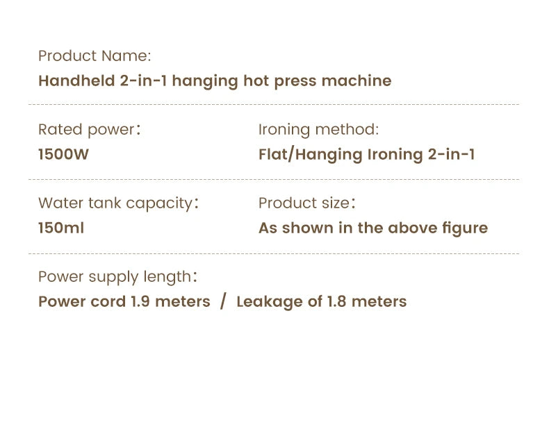 1500W For High Power Hanging Iron Portable Household Small Handheld Steam Electric Iron Ironing Machine Steam Engine Home Applia