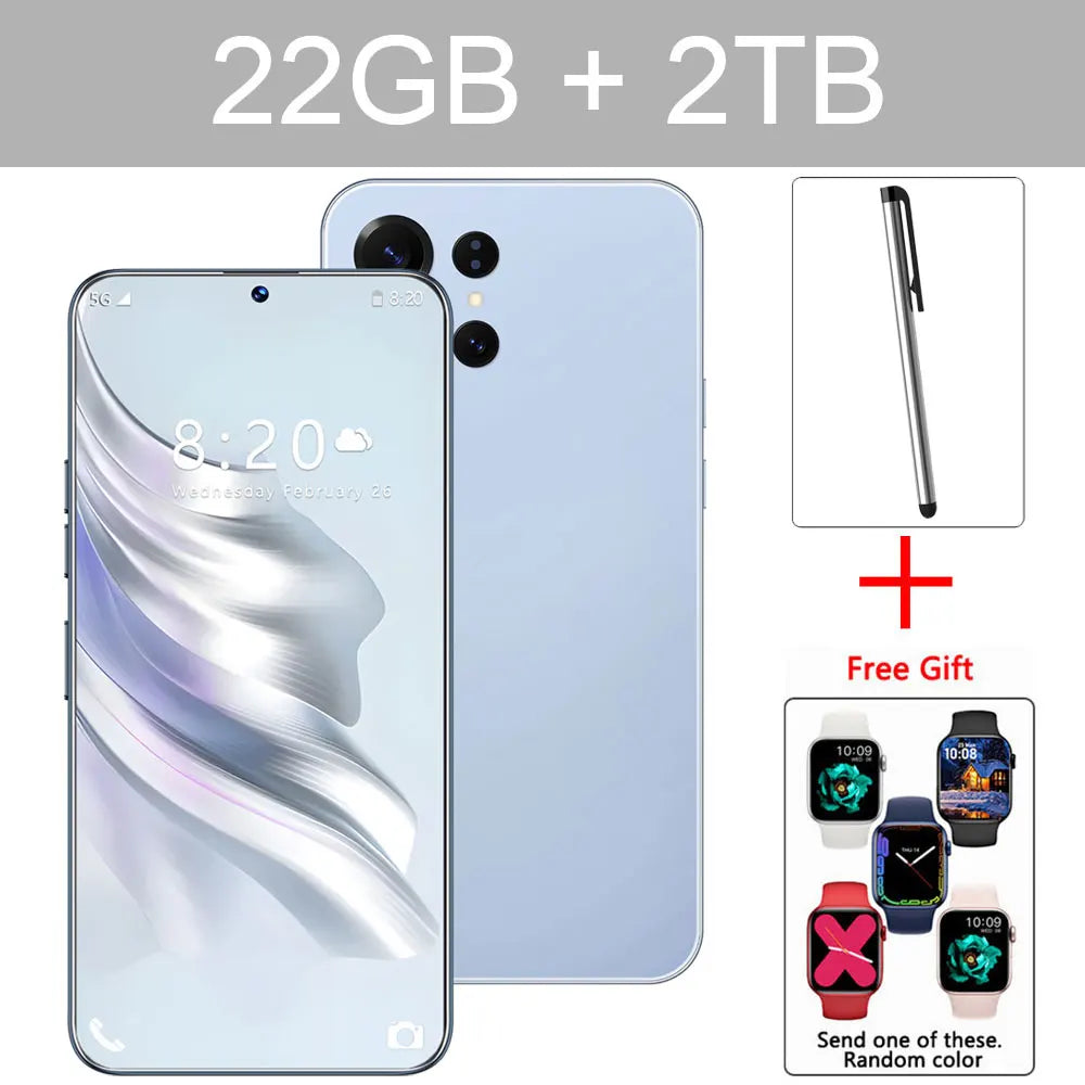 Brand New 14T Pro Smartphone 5G 7.3HD Dual SIM Card 22G+2TB Cell Phone 8000mAh Android Global Version Mobile Phones Cellphones