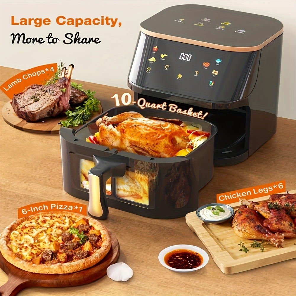 Friggitrice ad Aria Digitale 7-in-1 Kehot 10L con Finestra Visibile - 1400W, 90% Meno Olio, Timer 60 Min