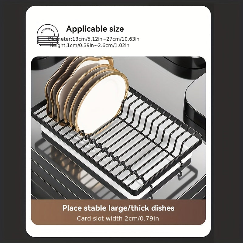 3-Tier Dish Drying Rack Dish Organizer Compact Kitchen Dish Rack Drainboard Set Dish Drainer with Utensil Holder