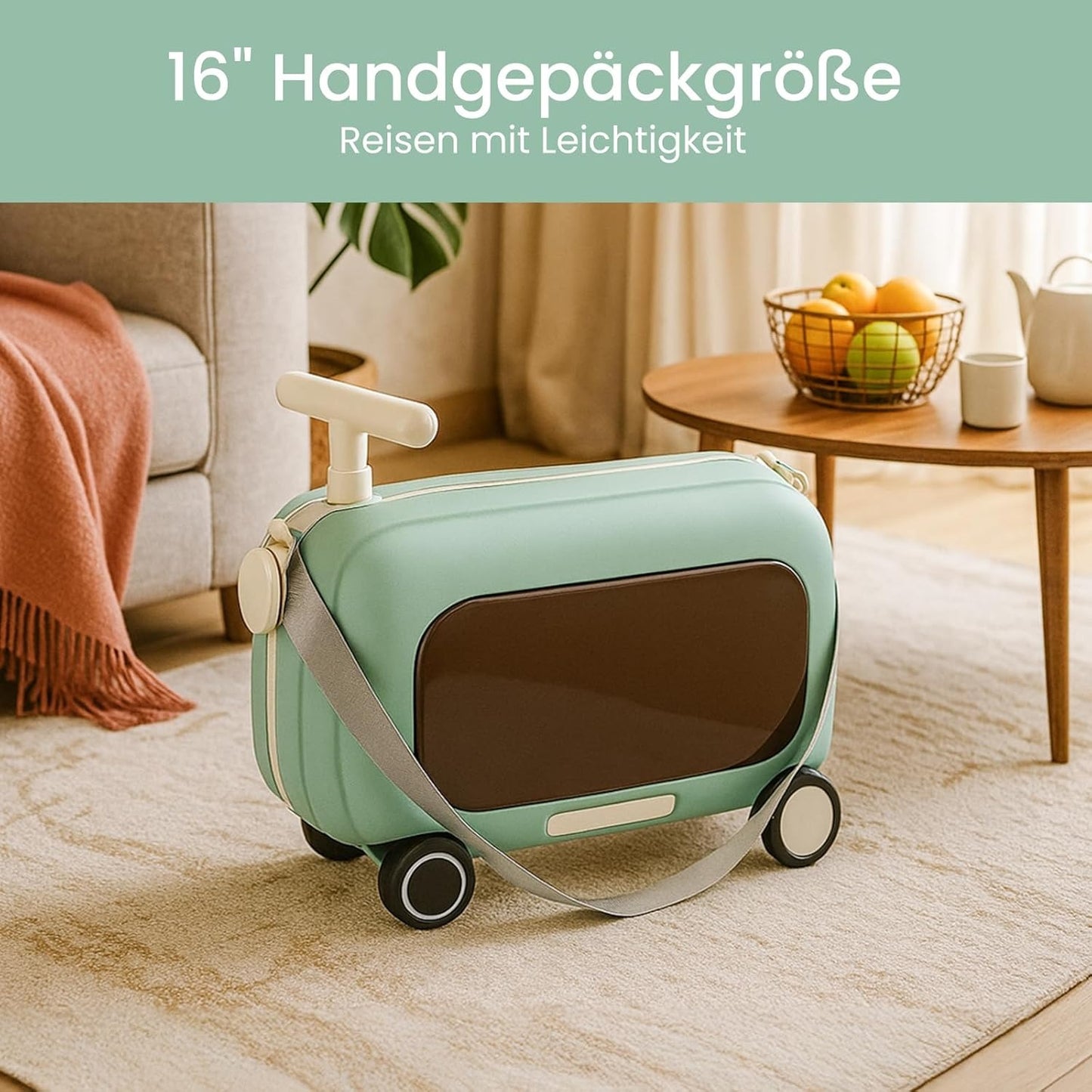 Trolley Bagaglio a Mano 16 Pollici Rigido con Ruote Girevoli - Valigia da Cabina