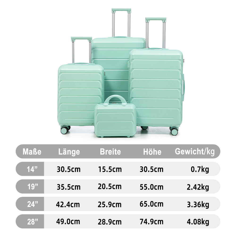 Set Valigie FAUMRTA 4 Pezzi - Trolley ABS Impermeabile con Beauty Case