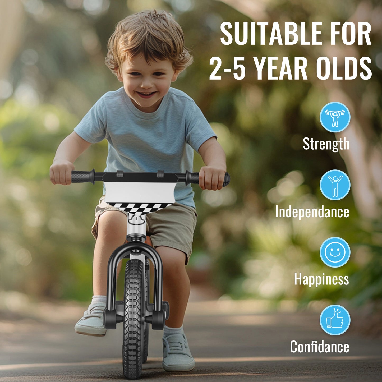 SEREED Balance Bike, 2025 Upgrade Toddler Balance Bike for 2-5 Years Old Boys & Girls, No Pedal Kids Bicycle Toys, Tool-Free Adjustment, Customize Plate with Stickers,