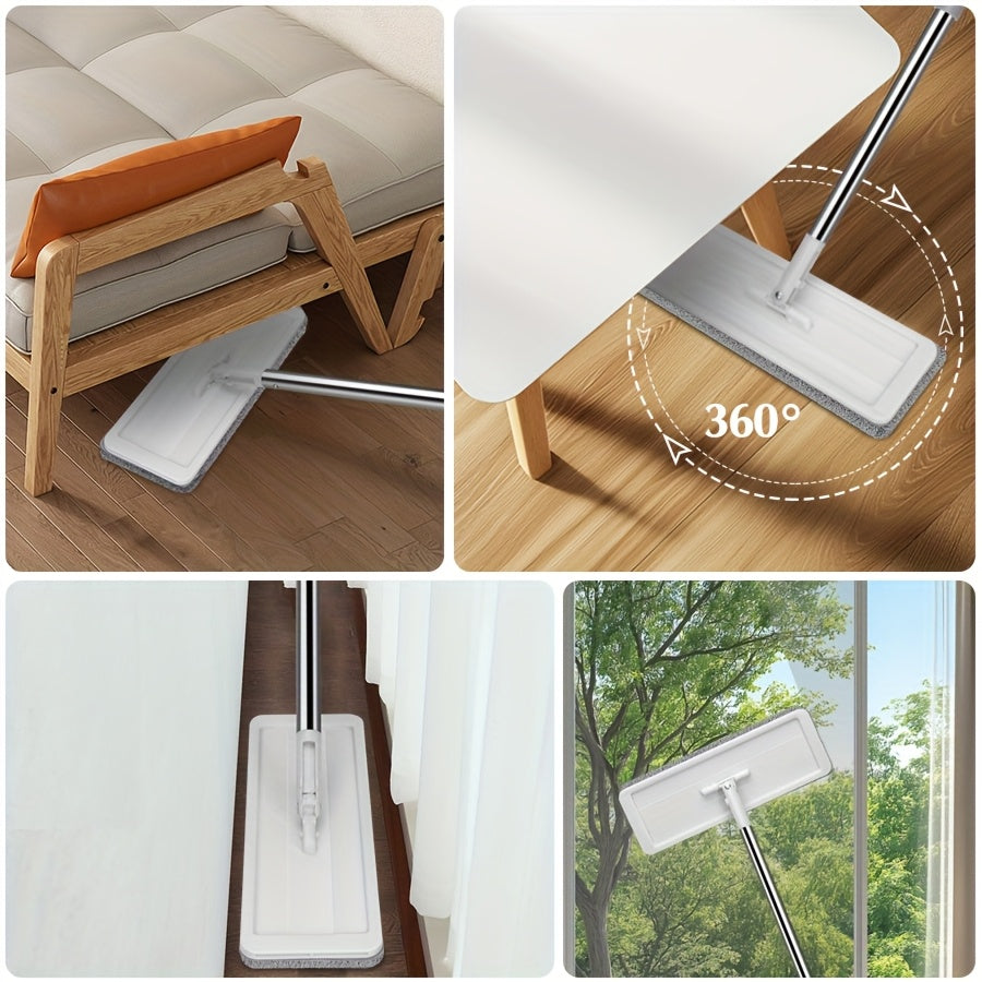 Sistema Mop Piatto con Secchio e 5 Panni in Microfibra - Testa Rotante 360° per Pulizia Pavimenti