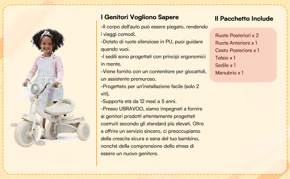 Kids Tricycle, 3 Wheel Baby Bicycle Toy, 1-5 Year Old Toddler Balance Bike, 4 in 1 Kids Trike, for Boys Girls Gift Present